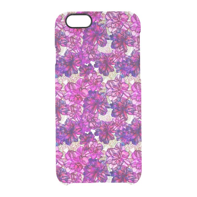 Pink And Purple Abstract Flowers Pattern Uncommon iPhone Case (Back)