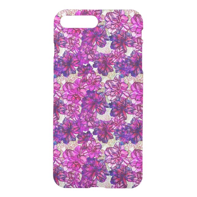 Pink And Purple Abstract Flowers Pattern Uncommon iPhone Case (Back)
