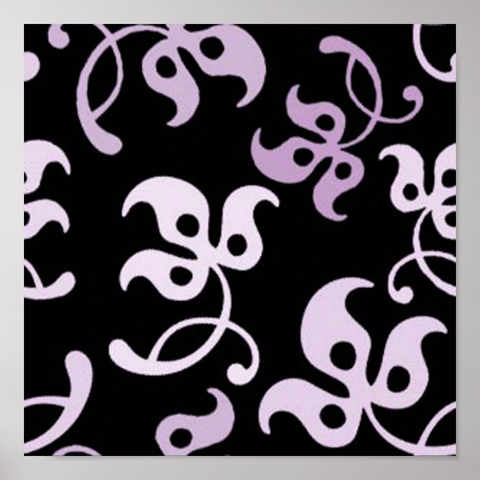 pink and purple abstract flowers poster