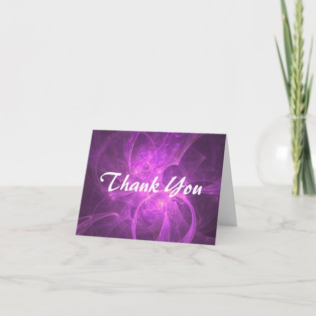 Pink and Purple Abstract Fractal Thank You Card (Front)