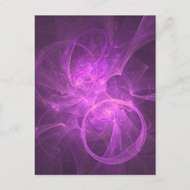 Pink and Purple Abstract Fractal with Circles Postcard (Front)