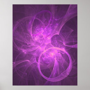 Pink and Purple Abstract Fractal with Circles Poster