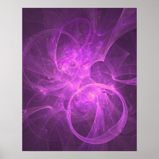 Pink and Purple Abstract Fractal with Circles Poster (Front)