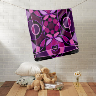 Pink and purple abstract mosaic tile baby blanket