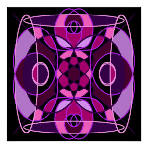 Pink and purple abstract mosaic tile poster