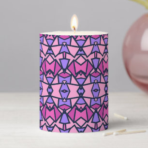 Pink and purple abstract shapes pattern Pillar Candle