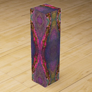 Pink and purple abstract water color painting on wine box
