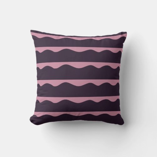 Pink and Purple Abstract Wavy Shapes Groovy Patter Throw Pillow