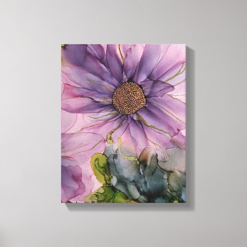pink and purple alcohol ink flower  canvas print