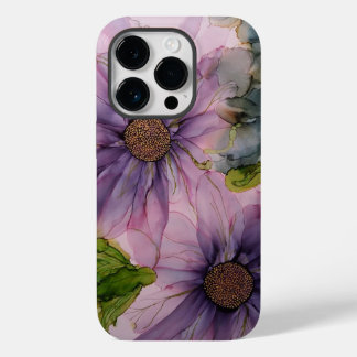 pink and purple alcohol ink flower Case-Mate iPhone 14 pro case