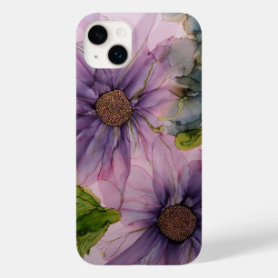 pink and purple alcohol ink flower Case-Mate iPhone 14 plus case