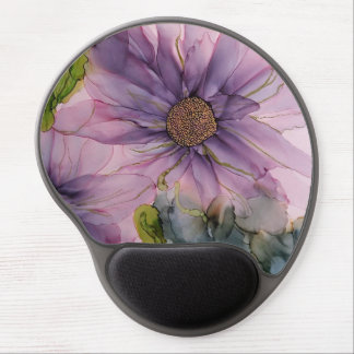 pink and purple alcohol ink flower gel mouse pad