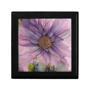 pink and purple alcohol ink flower gift box