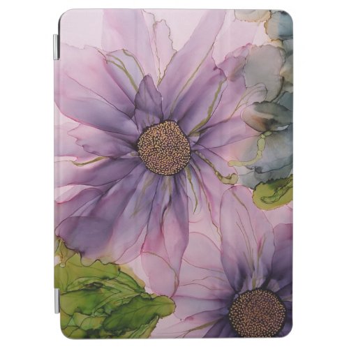 pink and purple alcohol ink flower  iPad air cover