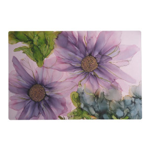 pink and purple alcohol ink flower placemat