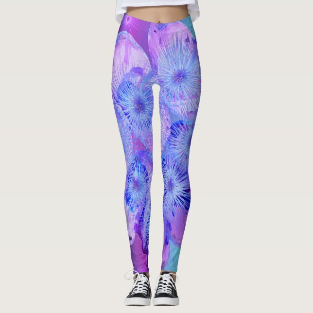 Pink and Purple and Blue Designer Leggings (Front)