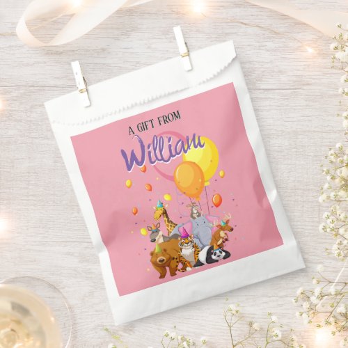 Pink and Purple Animal Birthday Party Favor Bag
