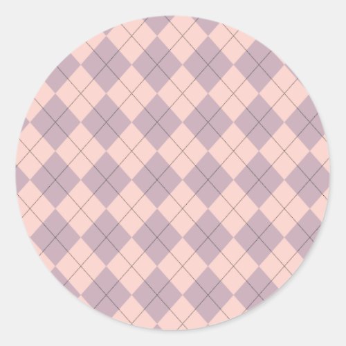 Pink and Purple Argyle  Classic Round Sticker