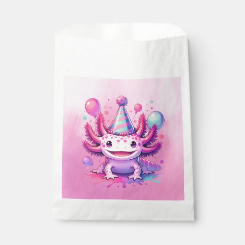 Pink and Purple Axolotl Girls Birthday Party Favor Bag