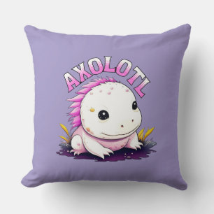 Pink and Purple Axolotl Personalized Throw Pillow