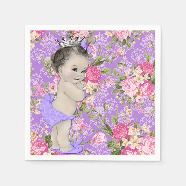 Pink and Purple Baby Shower Napkins (Front)