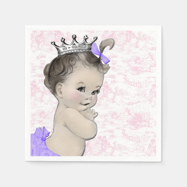 Pink and Purple Baby Shower Paper Napkins (Front)