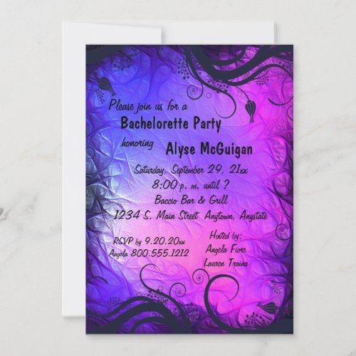 Pink And Purple Bachelorette Party Invitation