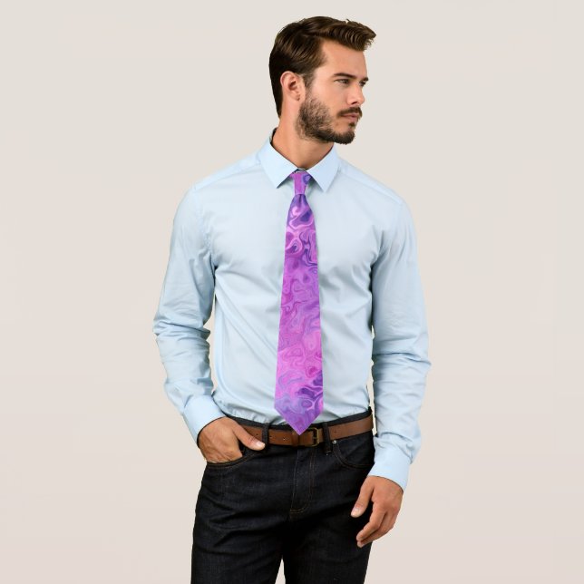 Pink And Purple Background Neck Tie (In Situ)