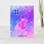 Pink and Purple Ballet 11th Birthday Card<br><div class="desc">Beautiful watercolor bokeh purple and pink ballet 11th birthday which you can easily personalize the front with her name. Please see all photos. This personalized ballet 11th birthday card for daughter,  granddaughter,  niece,  and more would make a unique keepsake.</div>