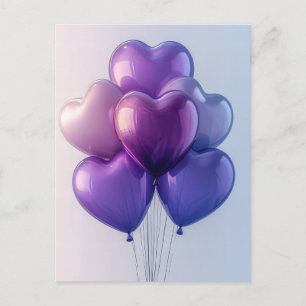 Pink and Purple Balloons Valentine's Greeting Postcard