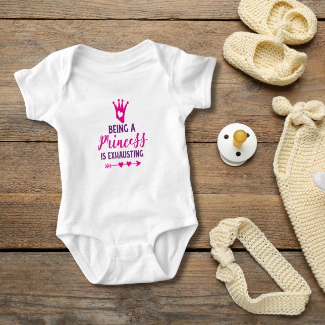 Pink and Purple Being a Princess is Exhausting Baby Bodysuit (Pink purple Being a Princess is Exhausting Baby girl Baby body suit. Baby Shower gift)