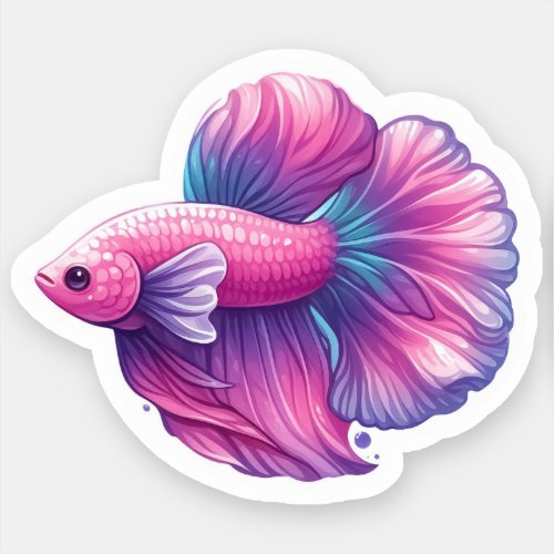 Pink and Purple Betta Fish Sticker
