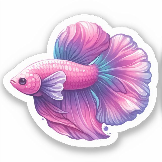 Pink and Purple Betta Fish Sticker (Front)