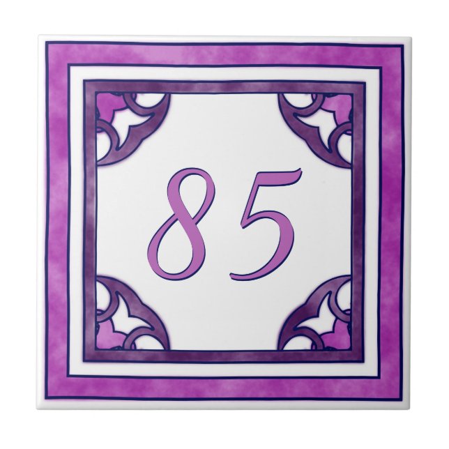 Pink and Purple Big House Number Tile (Front)
