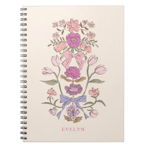 Pink and Purple Bows and Blossoms Notebook