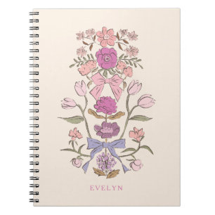 Pink and Purple Bows and Blossoms Notebook