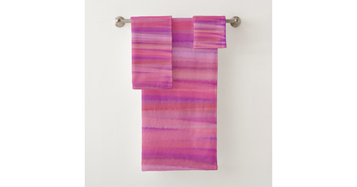 Pink and Purple Brushstrokes Bath Towel Set | Zazzle