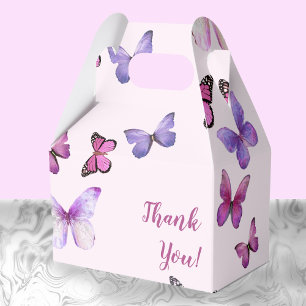 Pink and Purple Butterfly Baby Shower Thank You Favor Boxes