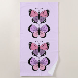 Pink and Purple Butterfly Beach Towel