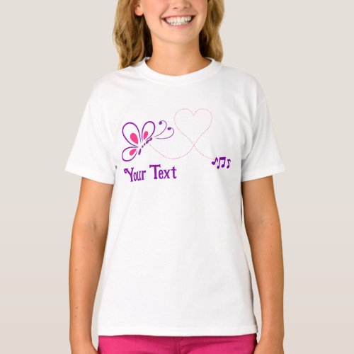 Pink and Purple Butterfly Heart Customized T_Shirt