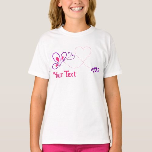 Pink and Purple Butterfly Heart Customized T_Shirt