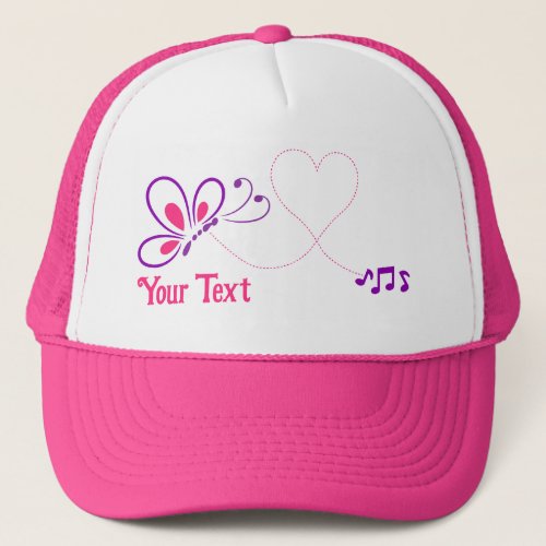 Pink and Purple Butterfly Heart Customized Trucker Hat