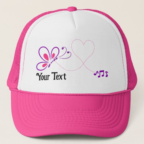 Pink and Purple Butterfly Heart Customized Trucker Hat