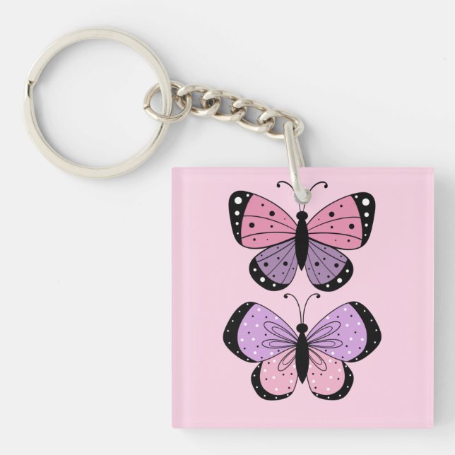 Pink and Purple Butterfly  Keychain (Front)