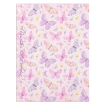 Pink and Purple Butterfly Party Table Cloth