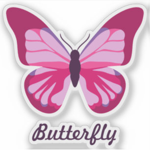 Pink and Purple Butterfly with Custom Text Sticker