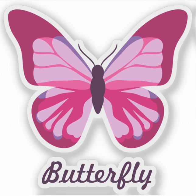 Pink and Purple Butterfly with Custom Text Sticker (Front)
