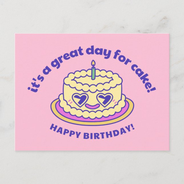 Pink and Purple Cake Classy & Refined Curved Text Postcard (Front)