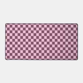 Pink And Purple Checkered Pattern Desk Mat by FantasyCases at Zazzle