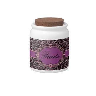 Pink and Purple Cheetah Print Treats Pet Candy Jar